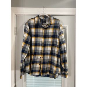 Blue & Yellow Express Button-Down Long-Sleeve Flannel, size XXL